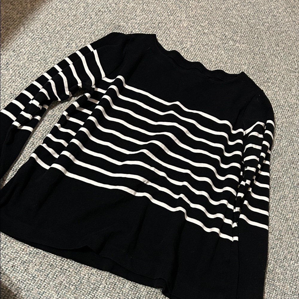 Elegant Black and White Striped Women's Top